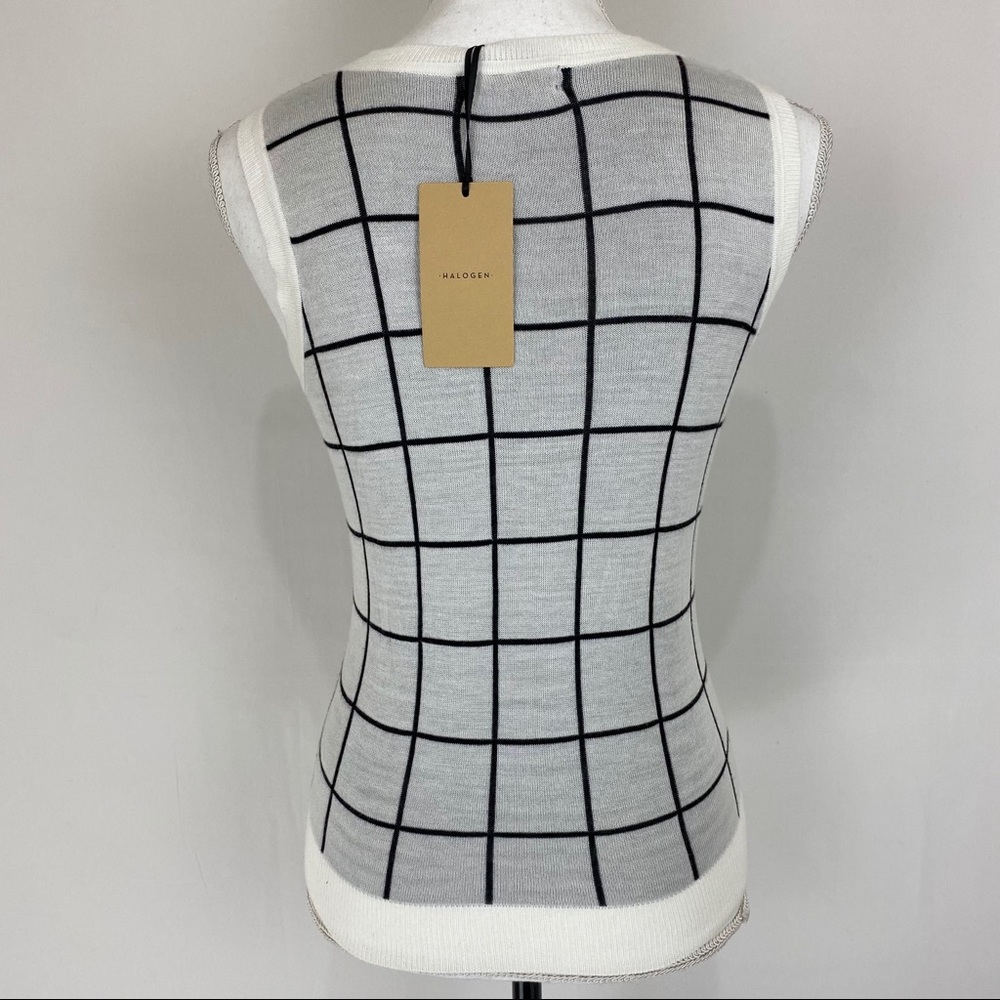 Halogen Patterned Crew Neck Knit Tank Top - Picture 5 of 7